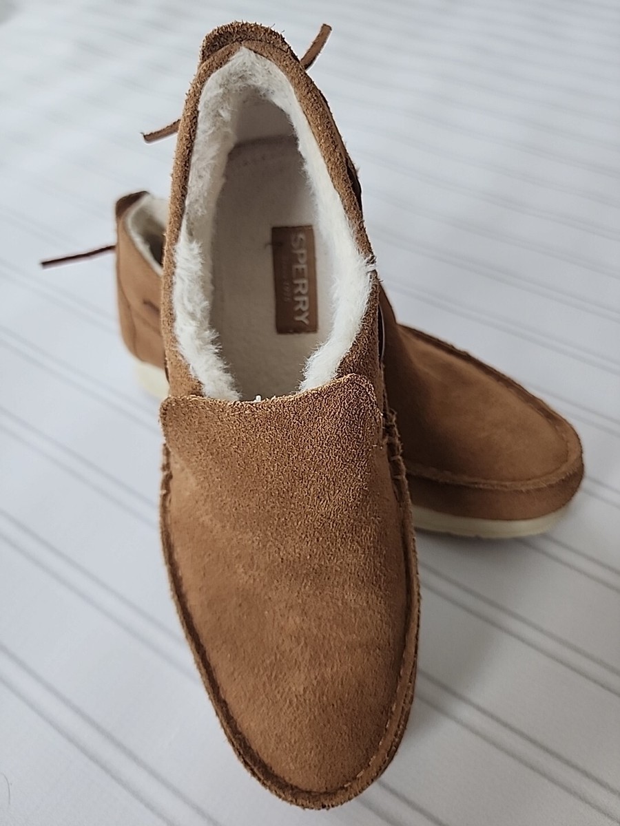 EUC-Sperry Moc Sider WR Suede Tan Cozy Boots Women display picture 1
