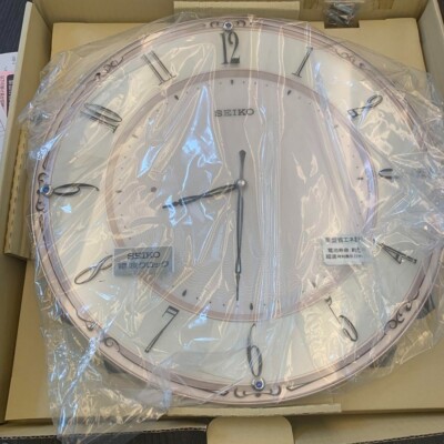 SEIKO Thin Wall Clock KX504P Pink Pearl Radio wave Beautiful 13