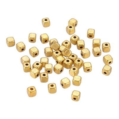 100 pcs Gold Spacer Beads Tiny 4mm Square Box Cube Metal Bead