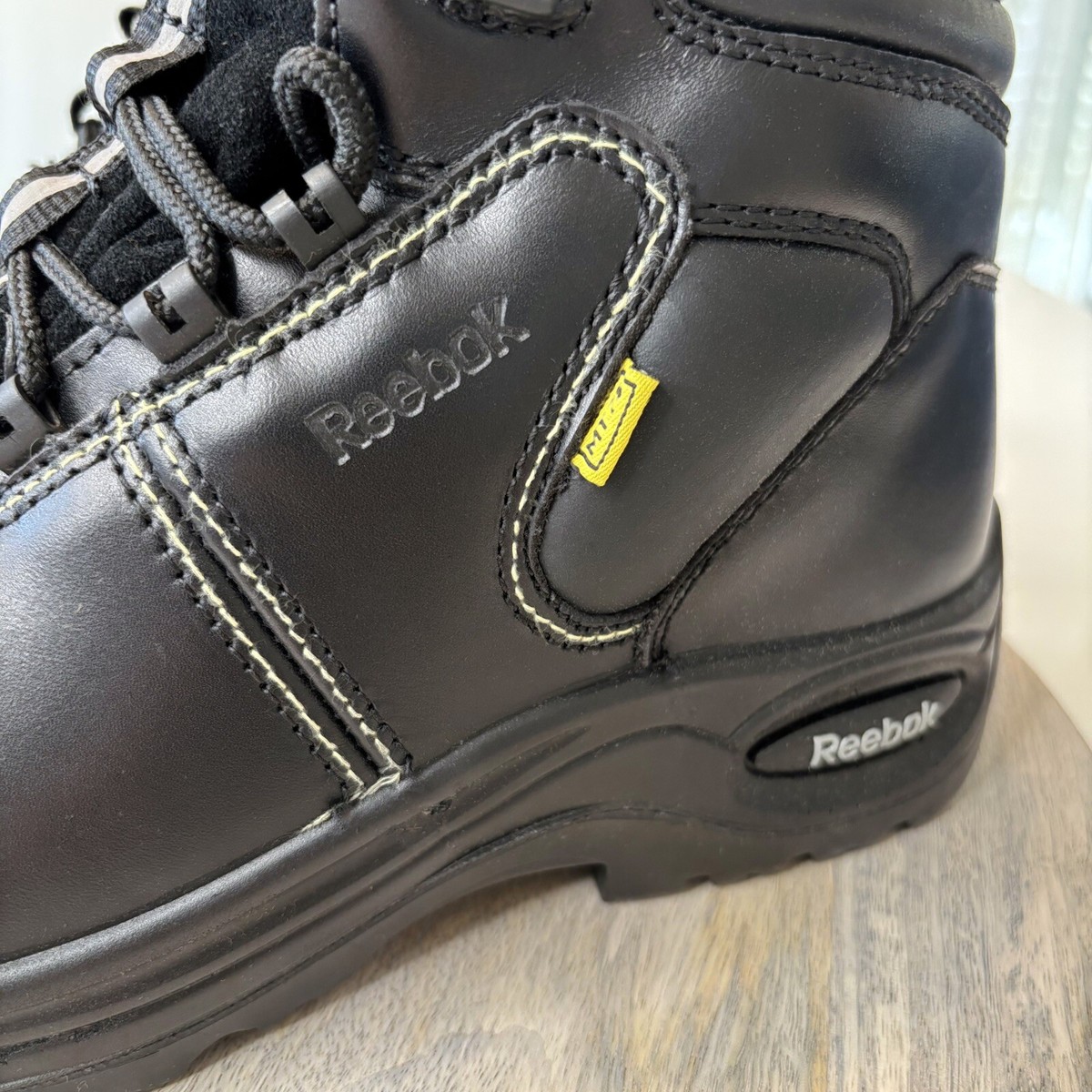 New Reebok Unisex Black Leather Work Boots Trainex Size 