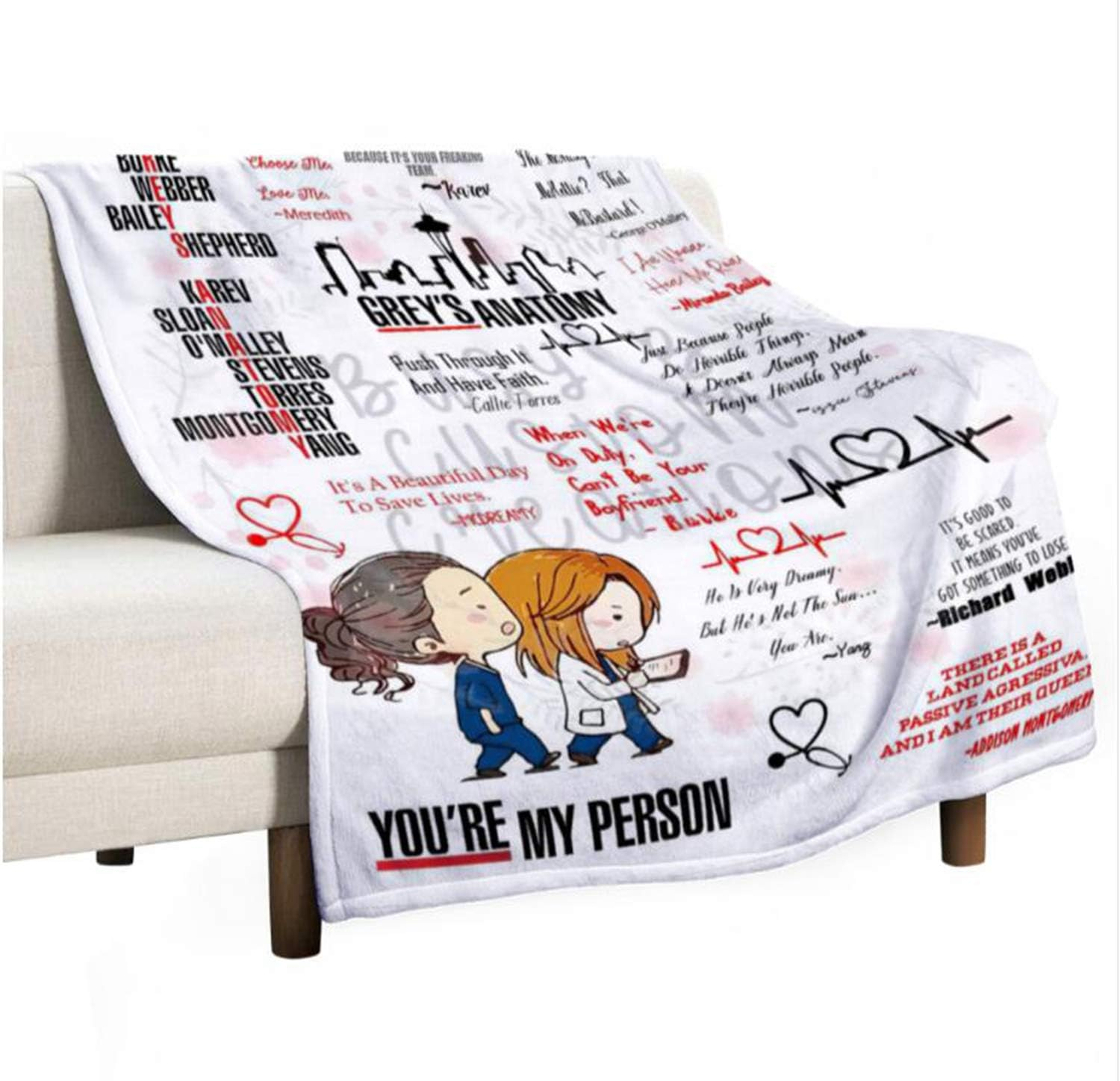 Jics Lamb Ultra-Soft Micro Grey'S Anatomy Flannel Blanket Warm 3D Printing Throw