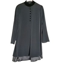 Vtg Y2k Jones NY Dress Whimsy Dark Moody Retro Office Velvet Collar Old Money 