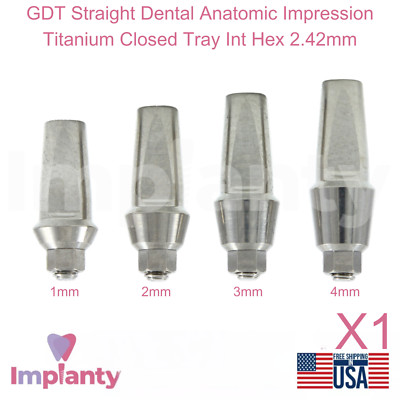 GDT Straight Dental Anatomic Impression Titanium Closed Tray Int Hex 2.42mm