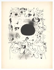 Joan Miro surrealistic composition printed in 1947 - 2