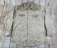 Mens Vintage Express Rider Western Pearl Snap Southwest Long Sleeve Shirt Large