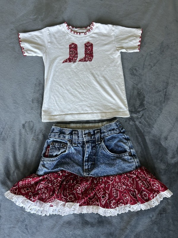 Vintage 90s Lee Denim Taylor Swift Zendaya Cowgirl Outfit Skirt Set Toy Story 5
