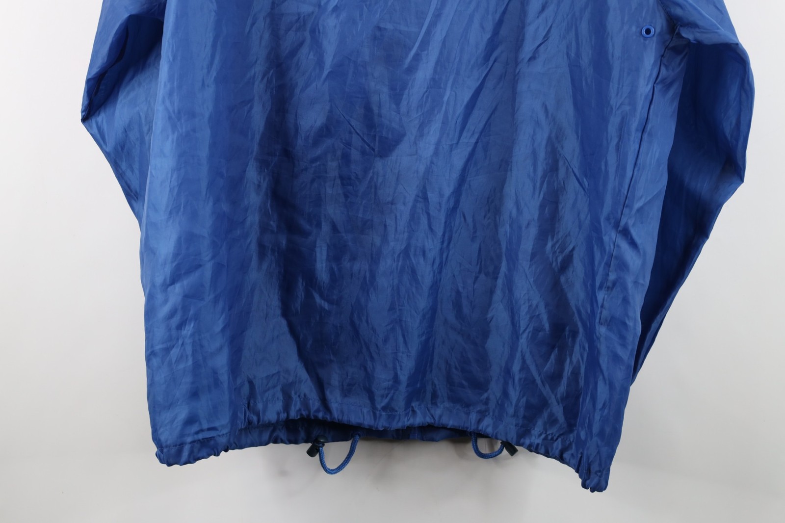 Vintage 90s ASICS Womens XL Distressed Spell Out Hooded Windbreaker Jacket Blue thumbnail 18