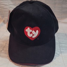 Ty Adjustable Black Baseball Cap Men's Classic Logo Red White One Size