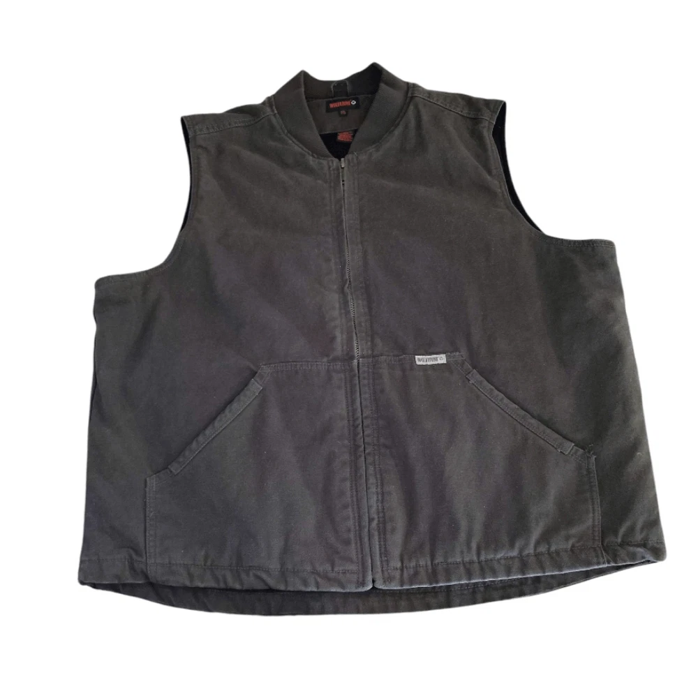 Wolverine Canvas Quilted Lined Sleeveless Zip Up Work Jacket Vest XXL