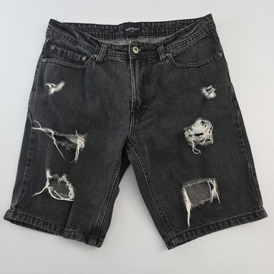 D/Struct Dstruct Black Denim Distressed Shorts Size 32