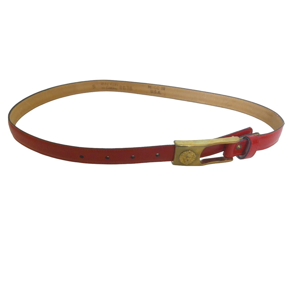 Anne Klein for Oroton Belt Wide Croc Stamp Leather Vintage 80s Sz L Vintage Anne Klein White Leather Belt/ Gold Buckle/ Size  main image 3
