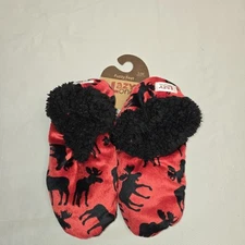 LazyOne Fuzzy Feet Classic Red Moose Slippers Size S/M (4/6) SO COMFY!!!!
