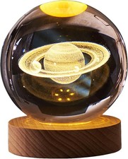 3D Saturn Crystal Ball Night Light 60mm Solar System Glass Globe Bola De Cristal