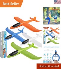 4 Pack Airplane/Flying Toys, 17.5" Large Throwing Foam Plane/Gliders, 2 Fligh...