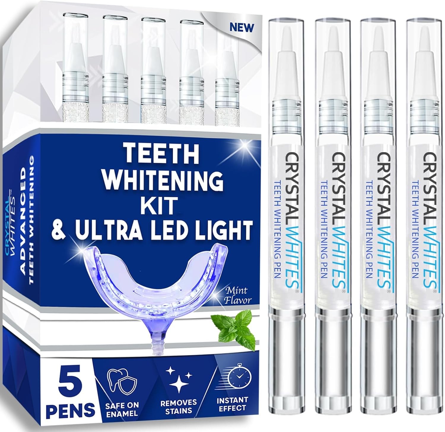 Teeth Whitening Pens X5 70+ Treatments USB LED Light Sensitivity Free Stain