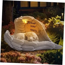 Pet Dog Solar Garden Memorial Statue   Outdoor Resin Angel Angel Wing Pet Dog