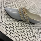 Vintage Victorian shoe light Blue Mule/slide With Flowers — photo 3