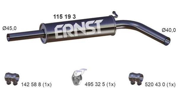 Ernst MittelschalldäMpfer 115193 FüR VW Polo 5 6R1 6C1 Skoda Fabia 3 NJ3 NJ5 4-image