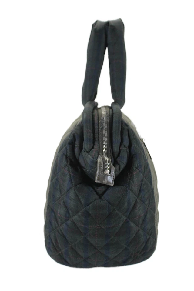 Chanel Womens Quilted Coco Cocoon Bowling Bag Handbag Green Blue Nylon - Image 4 of 4