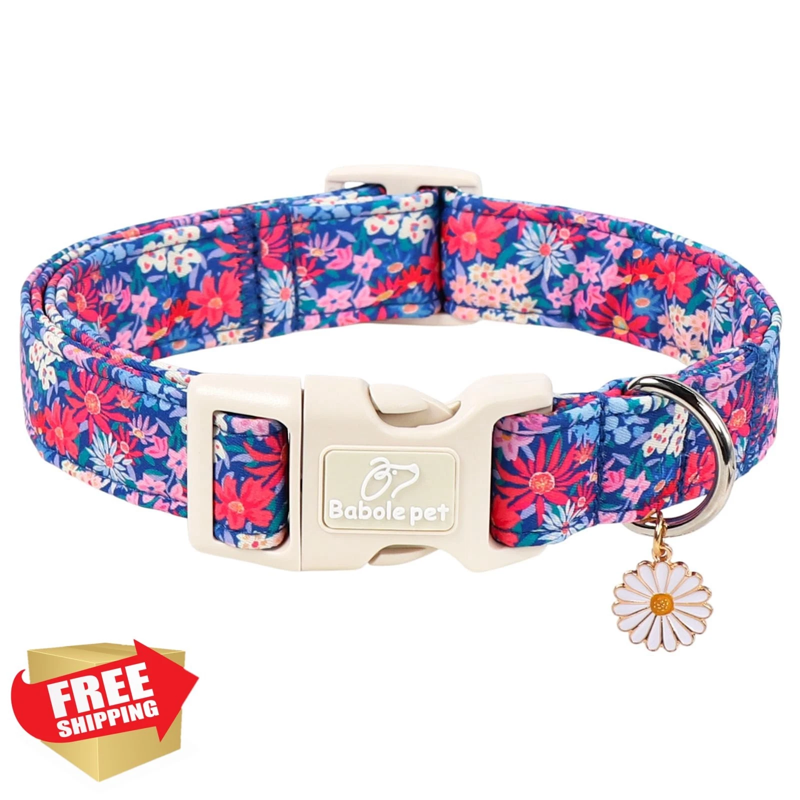 Babole Pet Floral Dog Collar XL Vintage Wildflower