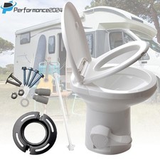  20'' RV Camper Toilet Gravity Flush Toilet Foot Pedal Flush HDPE Caravan Travel