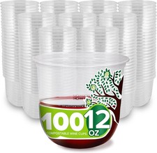 12 oz Clear Commercially Compostable Wine Cups (100 Pack) - Plant Based 