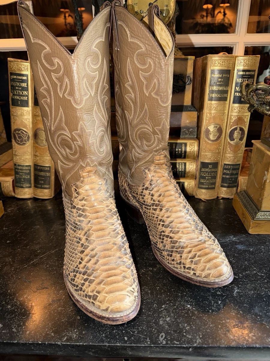 Justin Stampede Rugged Tan Square Toe Snake Boot 9.5 Cowboy Western Hunter Rodeo Justin Mens Stampede Square Toe Western Boots Style 7222 main image 2