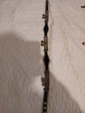 Streets Ahead Vintage Rhinestone Charms Leather Silver Tone Black Velvet Belt