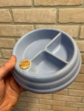 Vintage Baby Infant Food Warmer Stoneware Pottery Light Blue Dish Bowl Plate