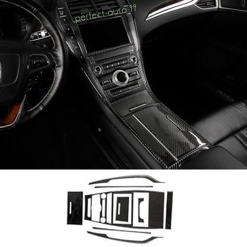 Real Carbon Fiber Console Dash GPS CD AC Water Cup Panel For Lincoln MKZ 2017-20 - Picture 1 of 1