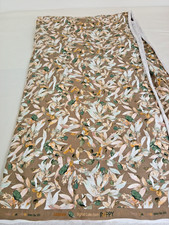 Cotton Jersey Oeko-Tex Botanical Leaf Print Green Cream Ochre Taupe Fabric L3M