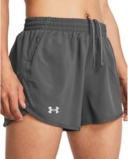 Under Armour Women's Fly by 3" Shorts, Castlerock /Gray/ Reflective, XL