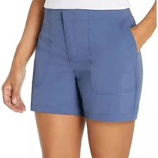 NWT EDDIE BAUER Size 16 Women's Flat Front Nylon Spandex Hiker Shorts Blue