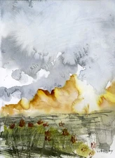 Original Watercolor Painting, Abstract landscape by Vasil Vasilev