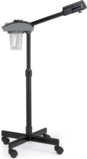 Black Facial Steamer Machine, Esthetician Steamer Humidifier Face Spa with Wheel