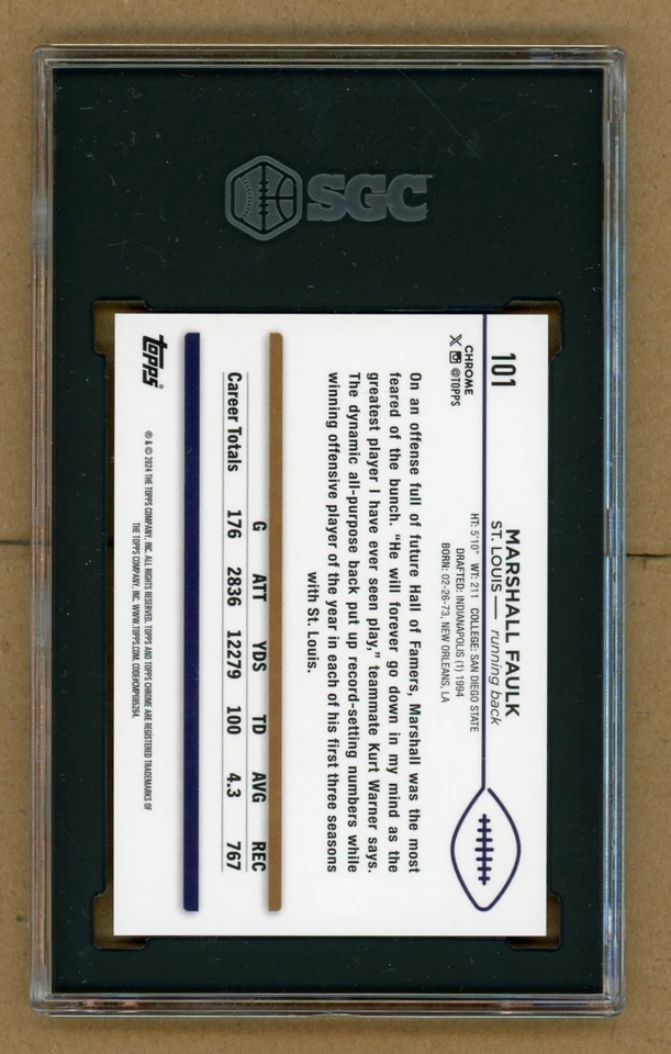 2024 Topps Cromo - Marshall Faulk - Refractor Geométrico Blanco SSP#15/15! SGC 10 Foto 4 de 4