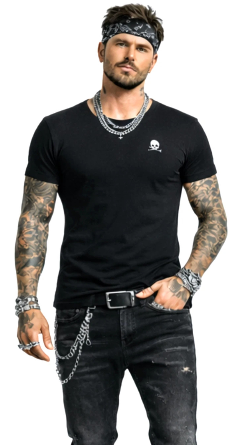 Philipp Plein Skull Stretch Slim Fit T-Shirt Totenkopf Logo Iconic Tee L