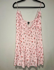 Wild Fable Pink Floral Spaghetti Strap Tie Front Mini Sundress Size M