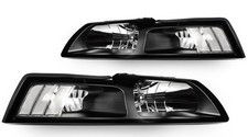 Pair Headlights For 1999 2000-2004 Ford Mustang Black Housing Clear Corner Lamps Pair Headlights For 1999 2000-2004 Ford Mustang Black Housing Clear Corner Lamps