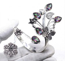 925 Sterling Silver Mystic Topaz Gemstone Jewelry Handmade Cuff Bracelet