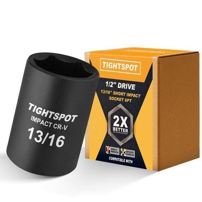 TIGHTSPOT 1/2 Inch Drive 13/16 Inch Shallow Impact Socket with Anti-Rounding ...