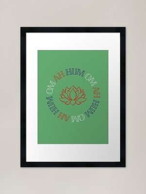 Om Ah Hum rundes tibetisches Mantra ein gerahmtes Wandbild Poster Leinwanddruck Bild