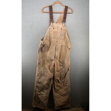 Carhartt Mens R01 Duck Bib Overalls Brown Double Knee Work Dungarees 38x30