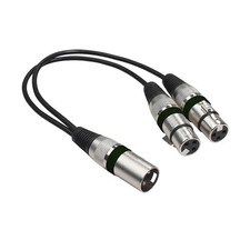 XLR Adaptor Male Plug to 2 x XLR Female Sockets Splitter Cable Lead 30cm