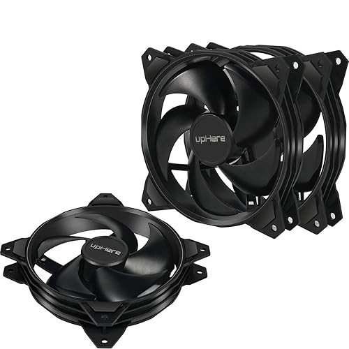 upHere Long Life Fans (120mm)...Value Pack of 3 (New-In-The-Box)...Black Color - Picture 1 of 5
