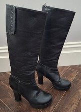 PRADA Black Leather Knee High Bots Size 5.5