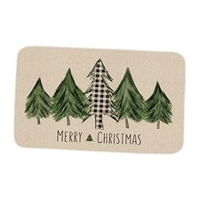 Christmas Trees Door Mat Seasonal Winter Happy Holiday 29x17 Inch Green