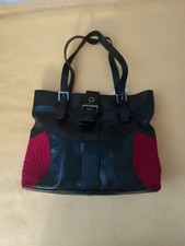 Janet &Janet Borsa in pelle nera con inserti rosso cardinale /bordeaux - leggere