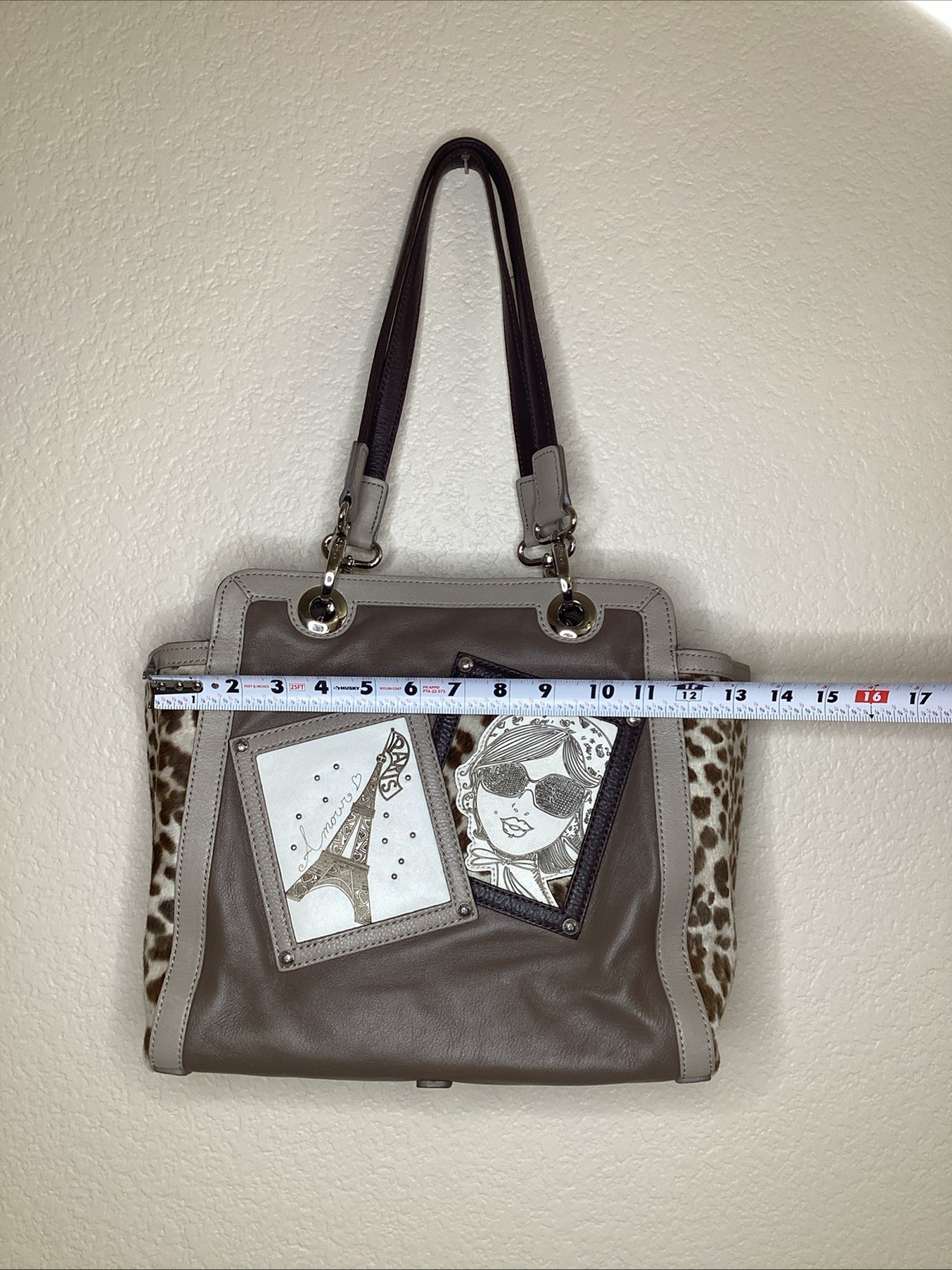 Brighton Paris Eiffel Tower Leopard Haircalf Leat… - image 2