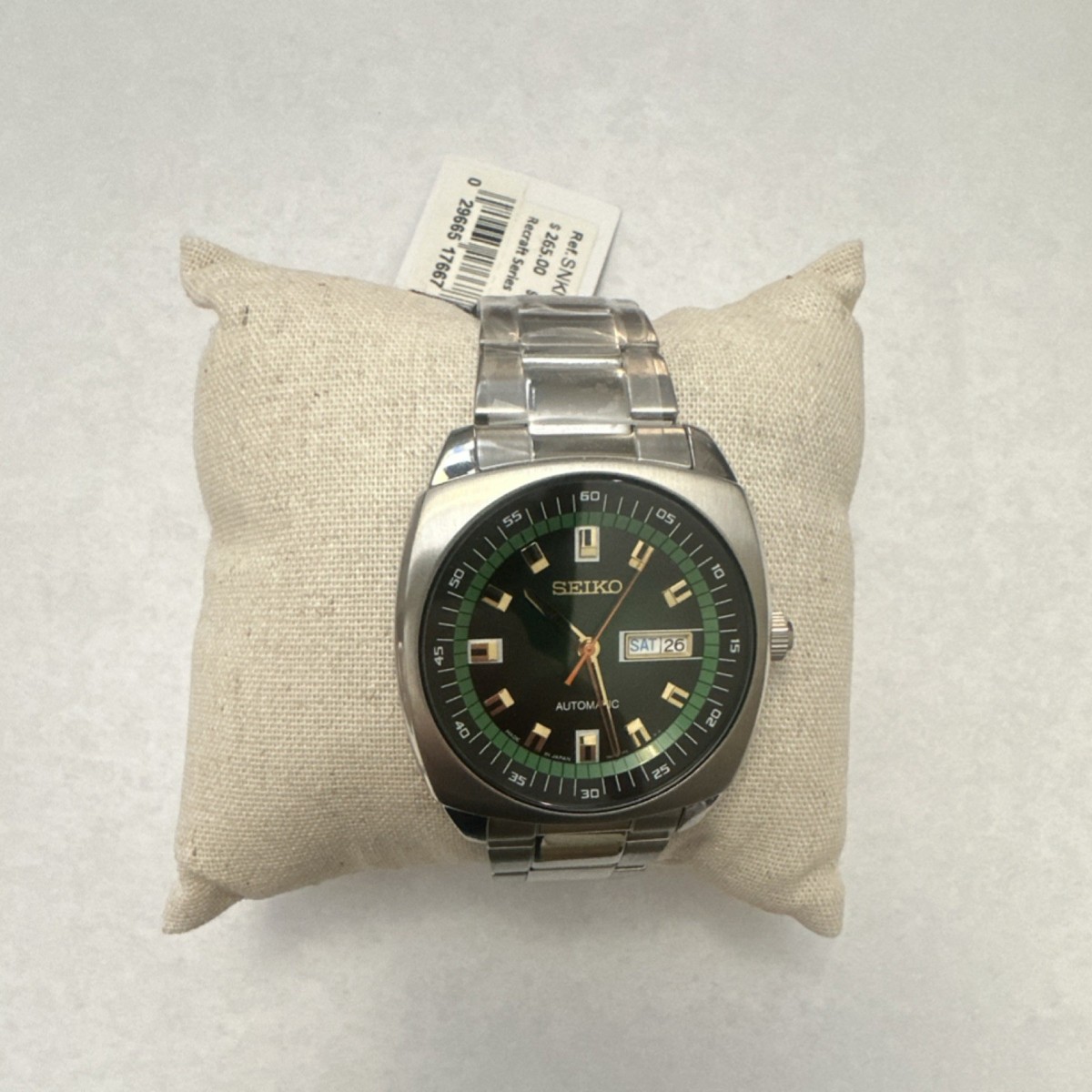 Authentic Seiko SNKM97 Automatic Green Dial Stainless Steel Men's
